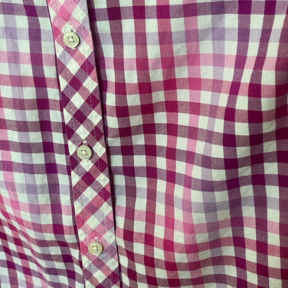 Talbots Pink Purple and White Checkered Button Down Shirt size small - Picture 9 of 12